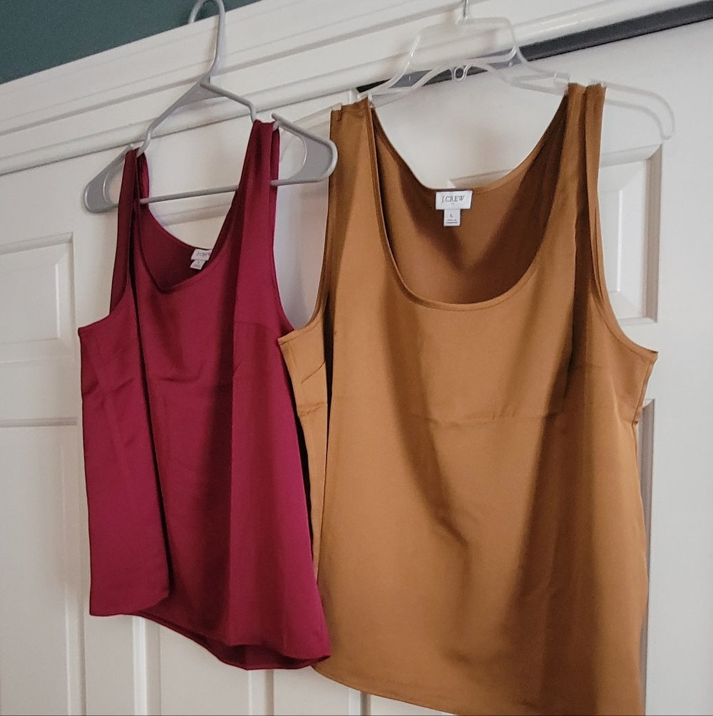 J. Crew Scoop Neck Tank Tops in Burgundy and Camel